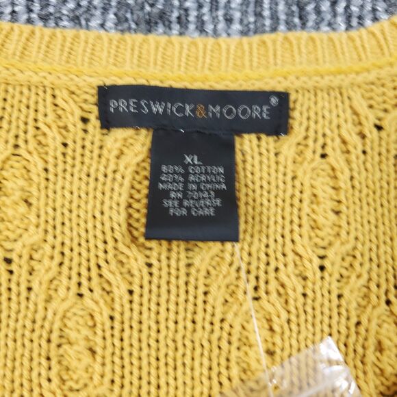 Preswick & Moore Sweater Womens Size XL Pullover Yellow Cable Knit V Neck NWT - Picture 9 of 9